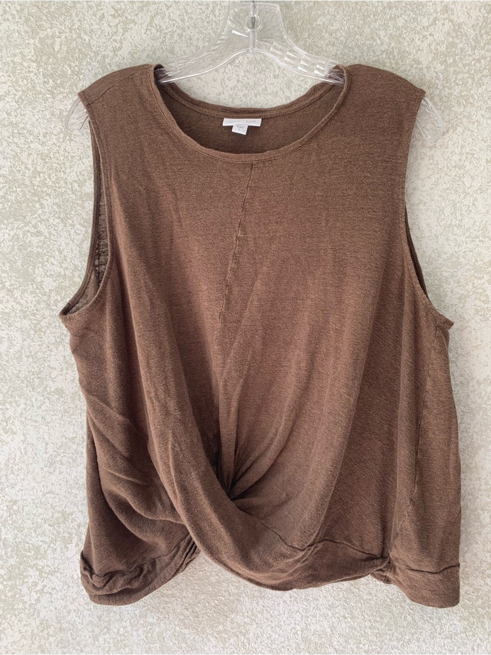 J. Jill Brown Twist-Front Sleeveless Linen Tank Large